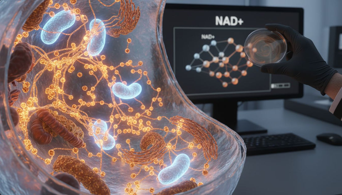 Cutaway cell showing dynamic NAD plus activity