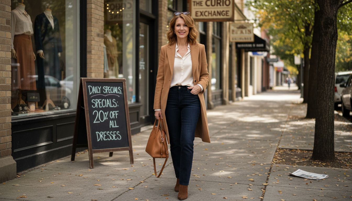Mature woman in chic urban outfit