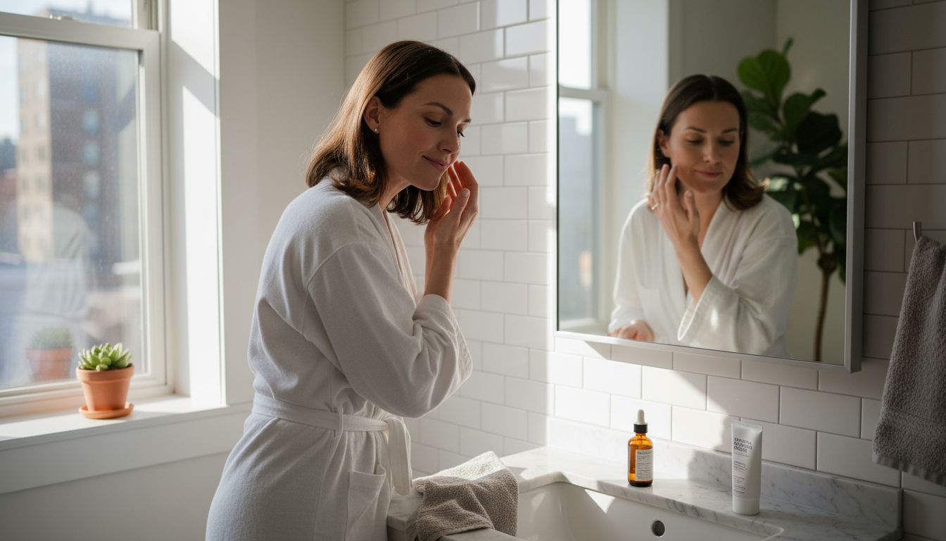 Woman applying serum during skincare routine