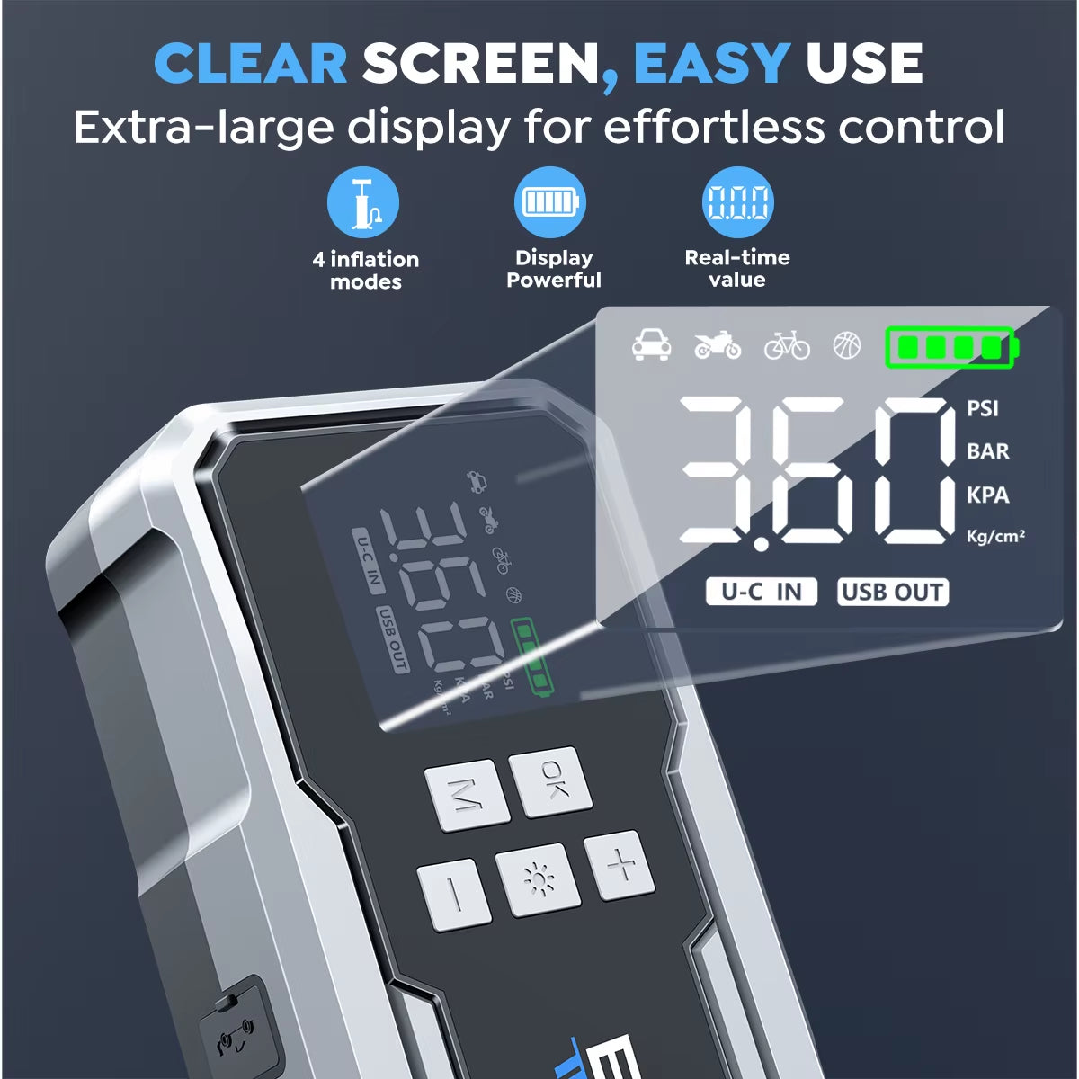 5000A Portable Car Jump Start Battery Power Bank with LED Light Support Start 12V Engine with Storage Case