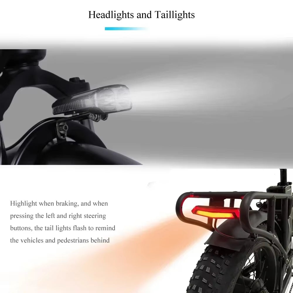 E Bike Folding 2000W Dual Motor 48V18AH Hydraulic Brake Electric Bicycle Mountain Snow Adult 20*4.0 Inch Fat Tire Electric Bike