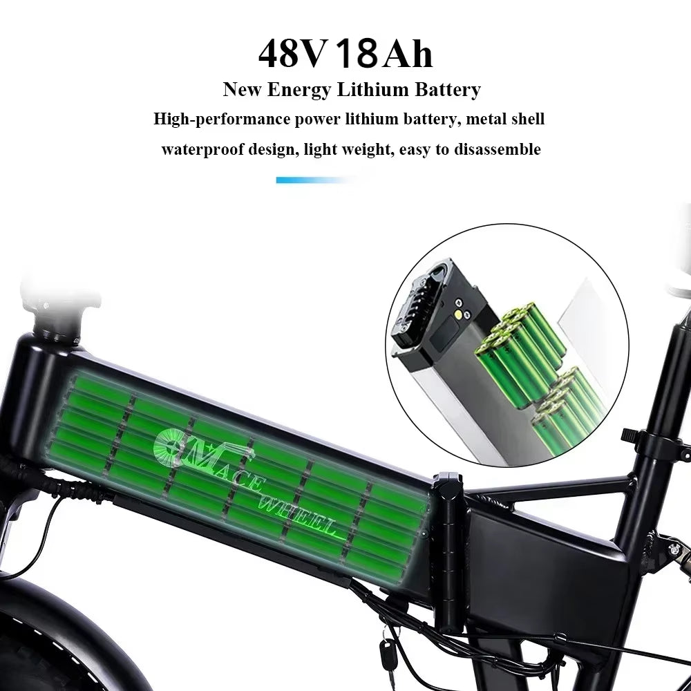 E Bike Folding 2000W Dual Motor 48V18AH Hydraulic Brake Electric Bicycle Mountain Snow Adult 20*4.0 Inch Fat Tire Electric Bike