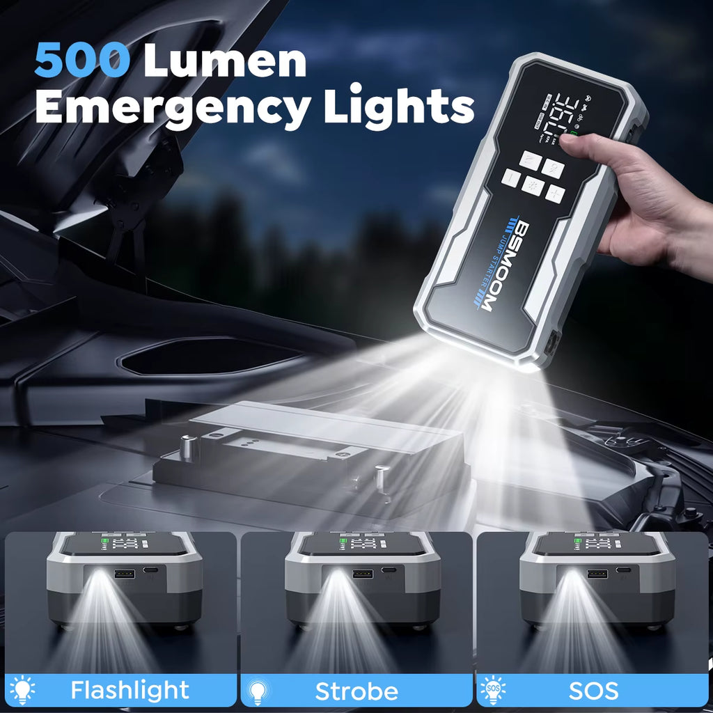 5000A Portable Car Jump Start Battery Power Bank with LED Light Support Start 12V Engine with Storage Case