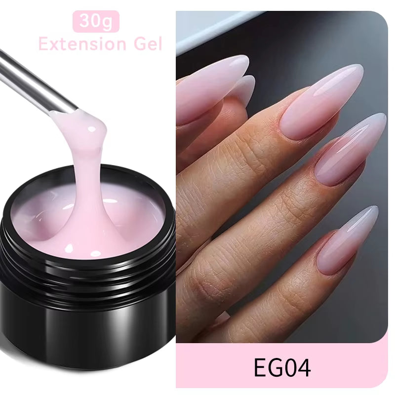 30Ml Glitter Pink Hard Jelly Nail Extension Gel Nail Polish Milky White Clear Color Soak off UV Construction Gel
