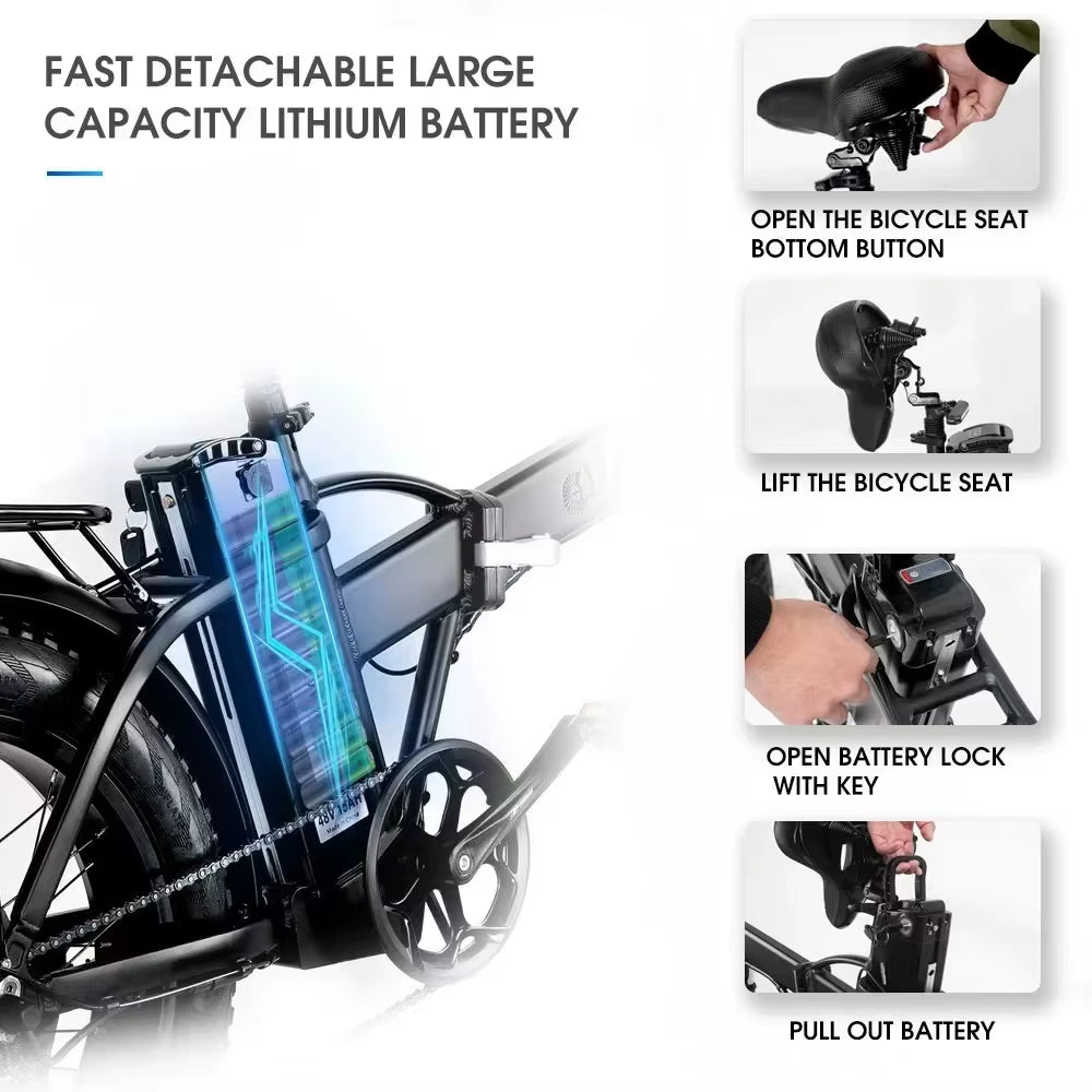 E Bike Folding 2000W Dual Motor 48V18AH Hydraulic Brake Electric Bicycle Mountain Snow Adult 20*4.0 Inch Fat Tire Electric Bike