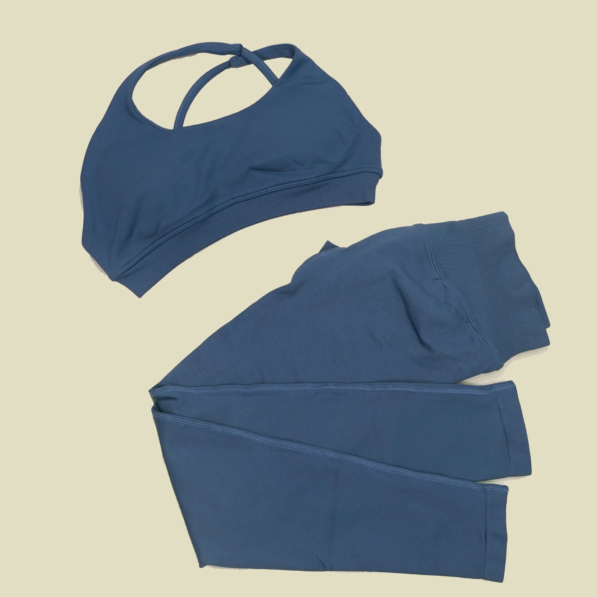 ES LIFESTYLE Seamless 2 Pieces Women Yoga Bras Pants Sets Asymmetric Sports Crop Top Hip Lift Scrunch Butt Gym Leggings Quick Dry Set