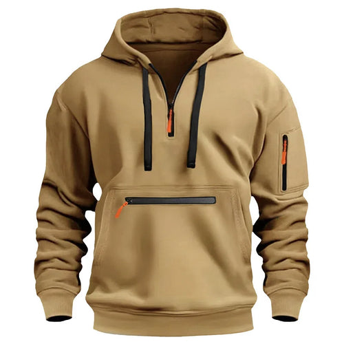 EMILY SANDERS hoodie, spring and autumn fashion arm pocket pull rope hooded solid color loose long-sleeved blouse pullover