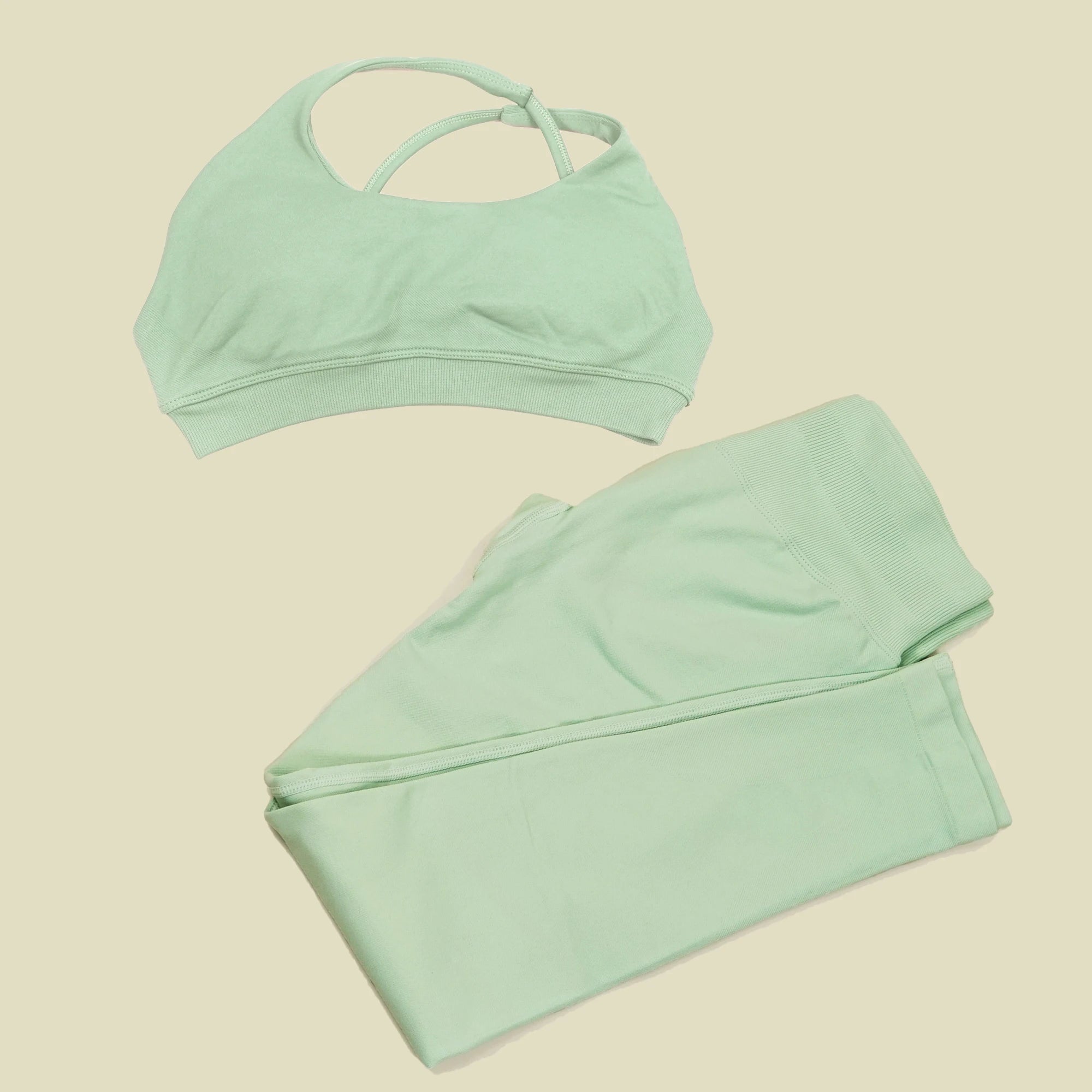 ES LIFESTYLE Seamless 2 Pieces Women Yoga Bras Pants Sets Asymmetric Sports Crop Top Hip Lift Scrunch Butt Gym Leggings Quick Dry Set