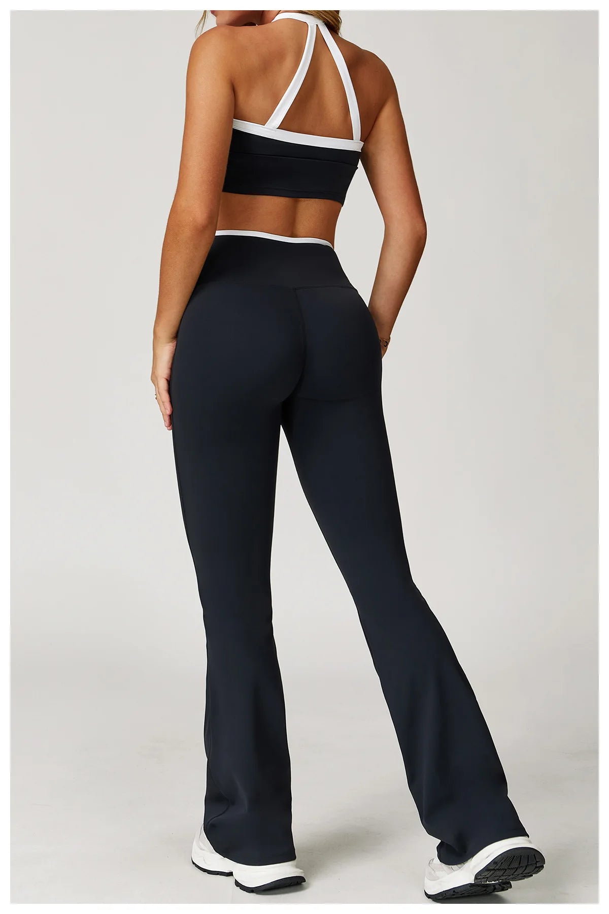 ES LIFESTYLE Women's Clothes 2 Pieces Workout Tracksuit Yoga Set Sportswear Gym Clothing High Waist Bell-bottoms Sexy Fitness Bta Sports Suit