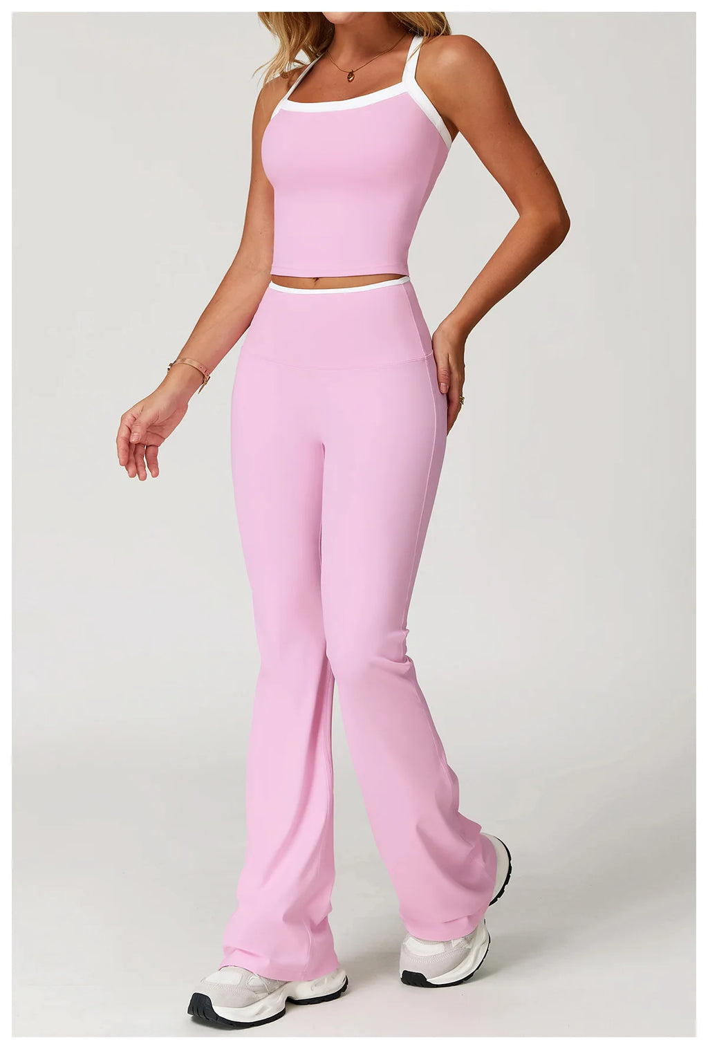 ES LIFESTYLE Women's Clothes 2 Pieces Workout Tracksuit Yoga Set Sportswear Gym Clothing High Waist Bell-bottoms Sexy Fitness Bta Sports Suit