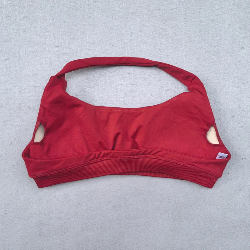 ES LIFESTYLE Shorts Set 2 Pieces Seamless Yoga Set Workout Tracksuit Women Halter Sport Bra And Low Waist Scrunch Bum Gym Shorts Suits