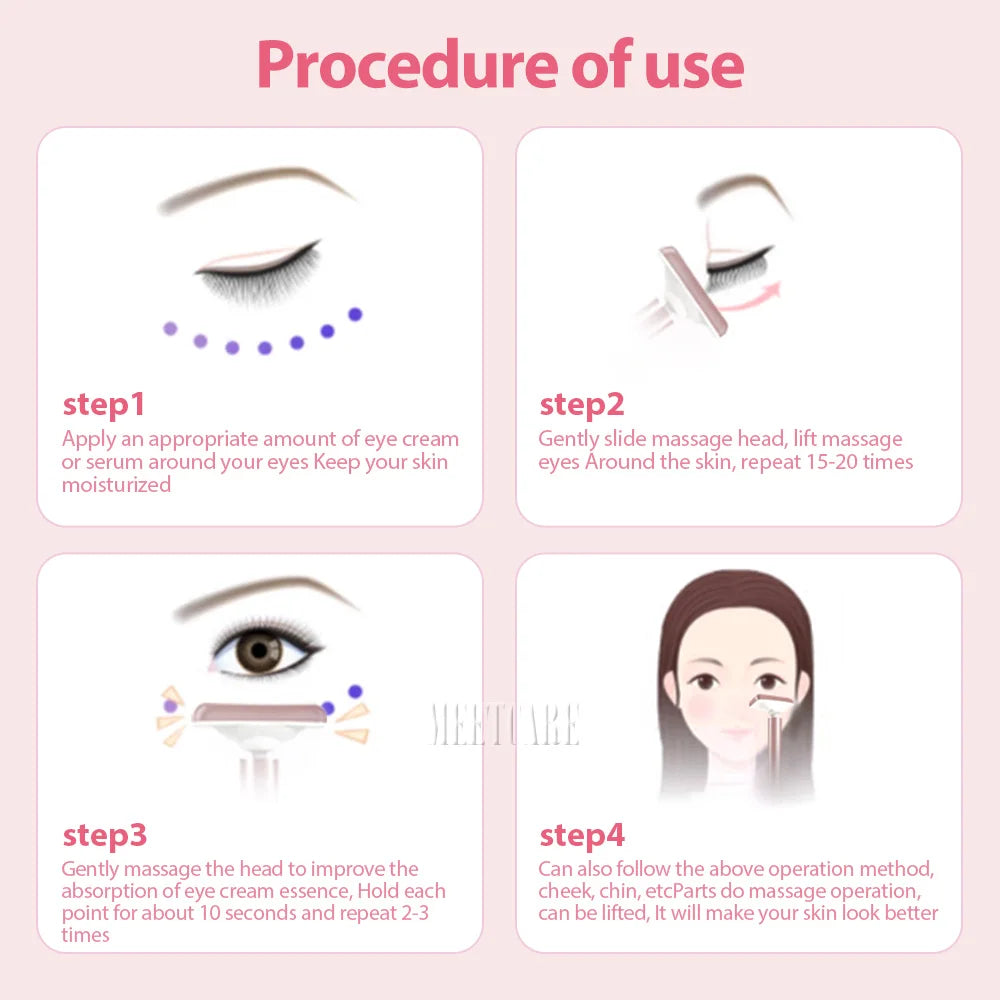 ES LIFESTYLE 4in1 Eye Facial Massage Wand EMS Hot Compress Red Light Neck Face Vibration Lift Skin Rejuvenation Sculpting Firm Tighten Tool