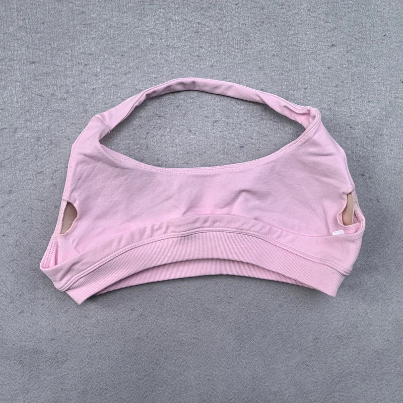 ES LIFESTYLE Shorts Set 2 Pieces Seamless Yoga Set Workout Tracksuit Women Halter Sport Bra And Low Waist Scrunch Bum Gym Shorts Suits