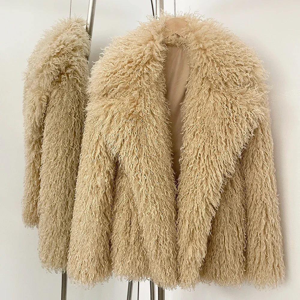 OFTBUY Fluffy Fur Women Fur Coat Eco-friendly New in Winter Long Sleeve Warm Faux Fur Jacket Female Office Lady Chic Outerwear
