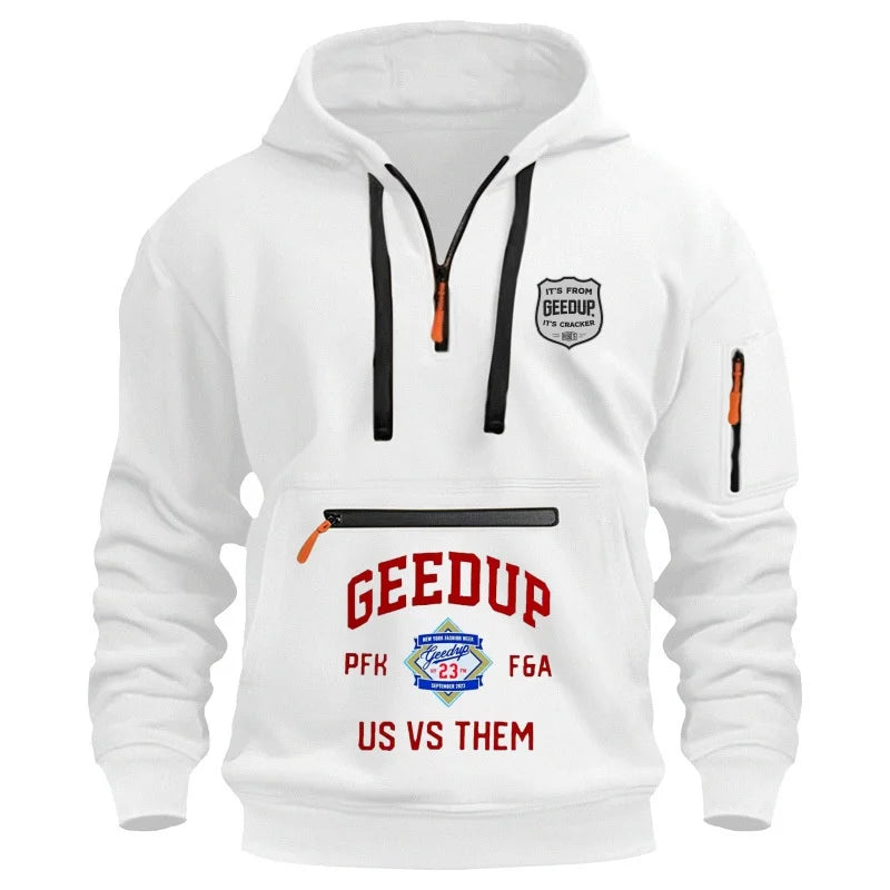 EMILY SANDERS hoodie, spring and autumn fashion arm pocket pull rope hooded solid color loose long-sleeved blouse pullover