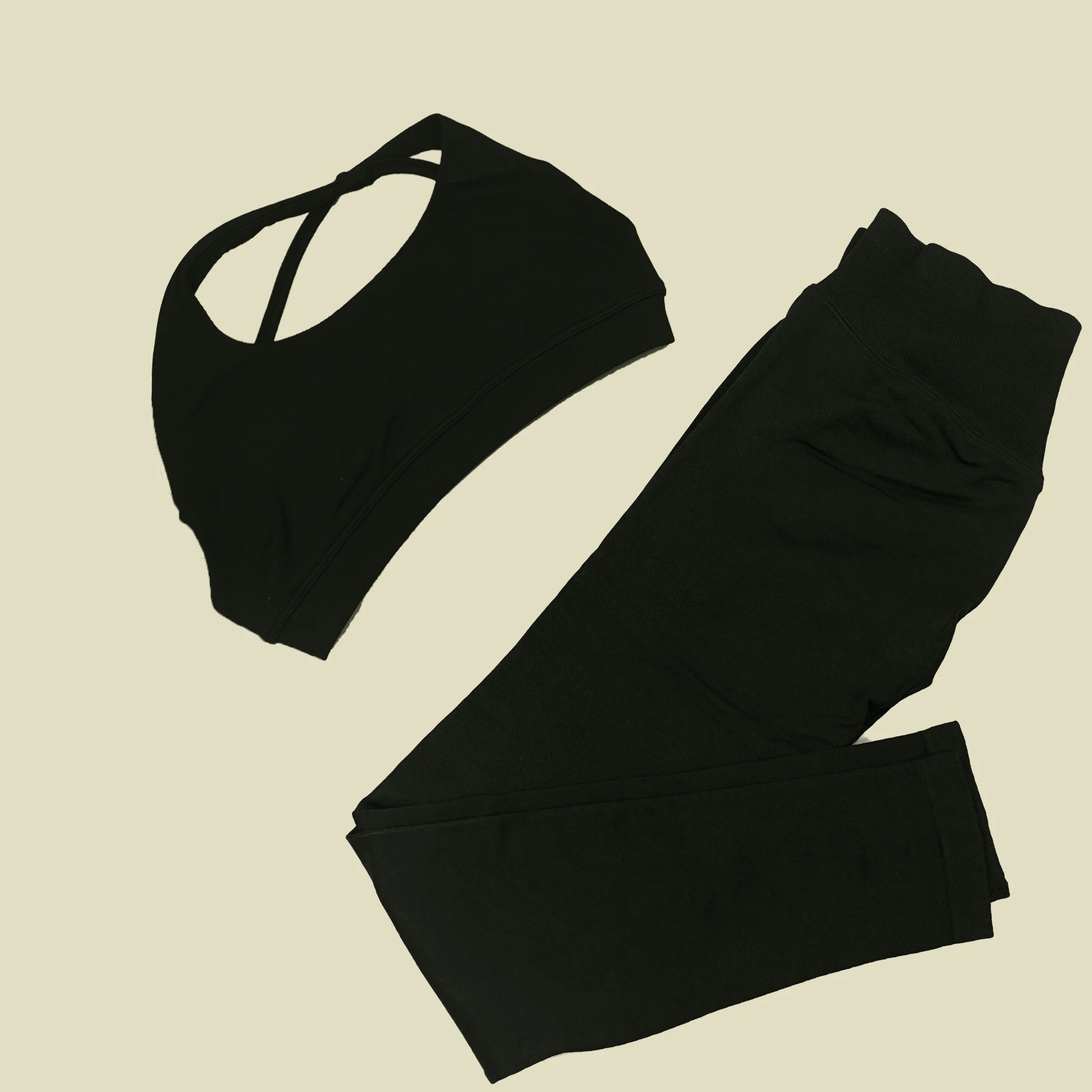 ES LIFESTYLE Seamless 2 Pieces Women Yoga Bras Pants Sets Asymmetric Sports Crop Top Hip Lift Scrunch Butt Gym Leggings Quick Dry Set