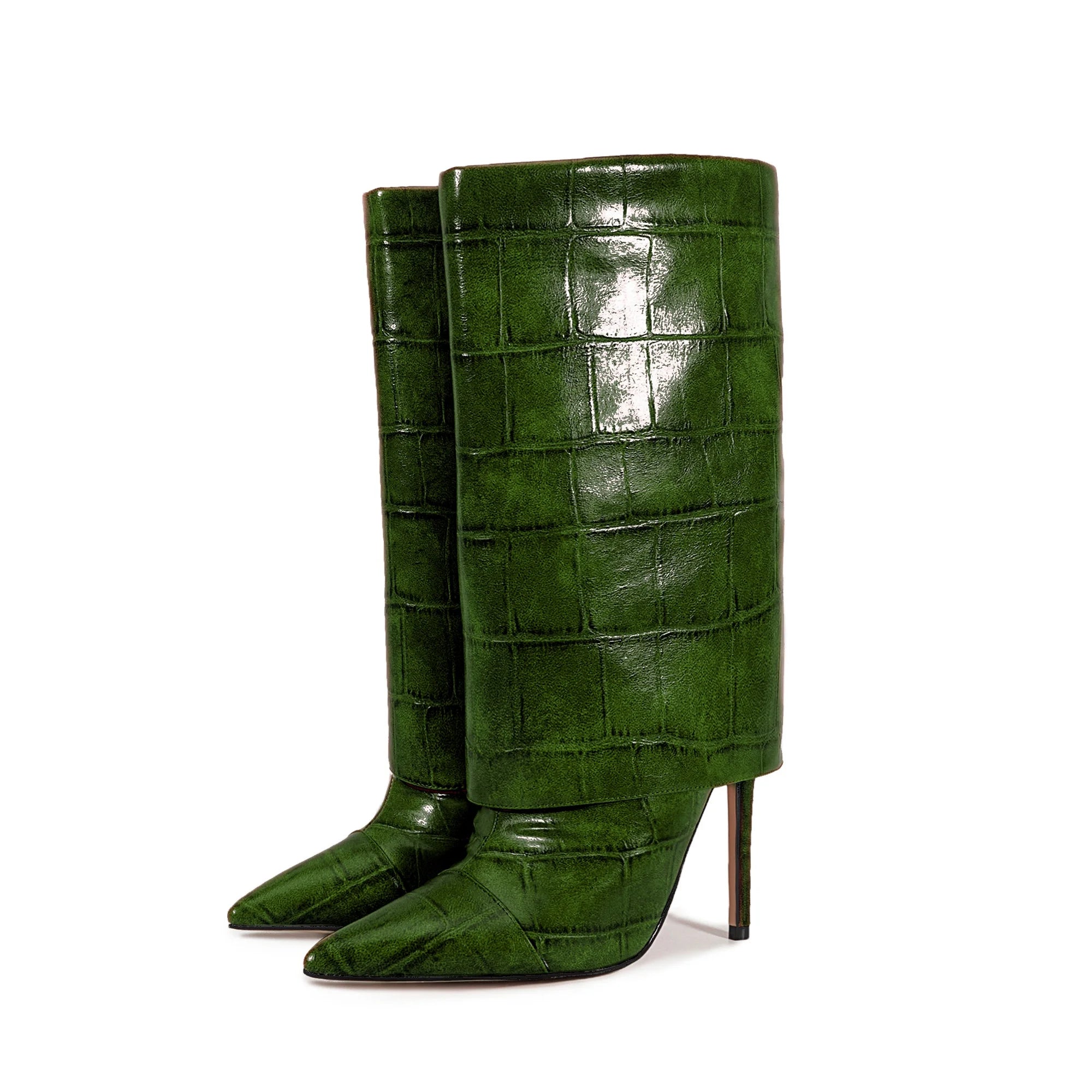 2025 Autumn Winter Women's Pointed Toe Stiletto High Heels Skirt Boots with Big Stone Marble Vein Pattern for Night Out Party