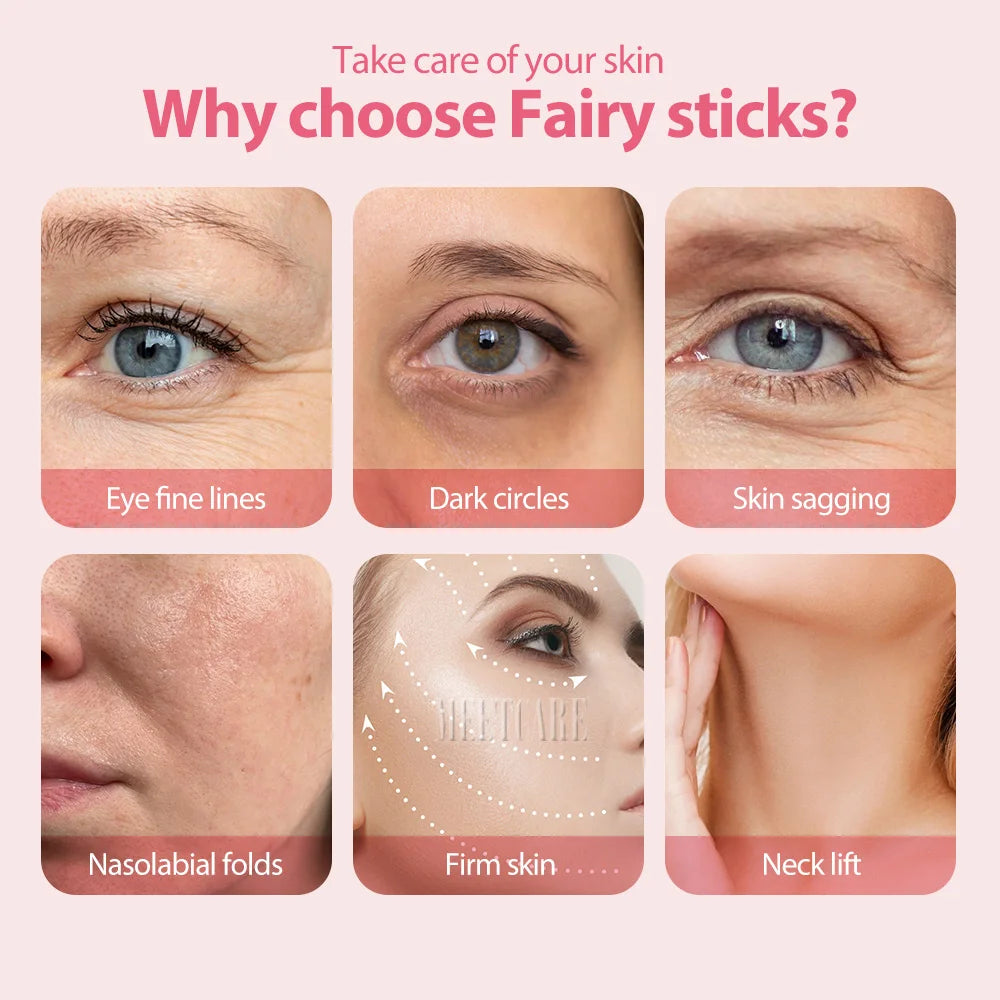 ES LIFESTYLE 4in1 Eye Facial Massage Wand EMS Hot Compress Red Light Neck Face Vibration Lift Skin Rejuvenation Sculpting Firm Tighten Tool