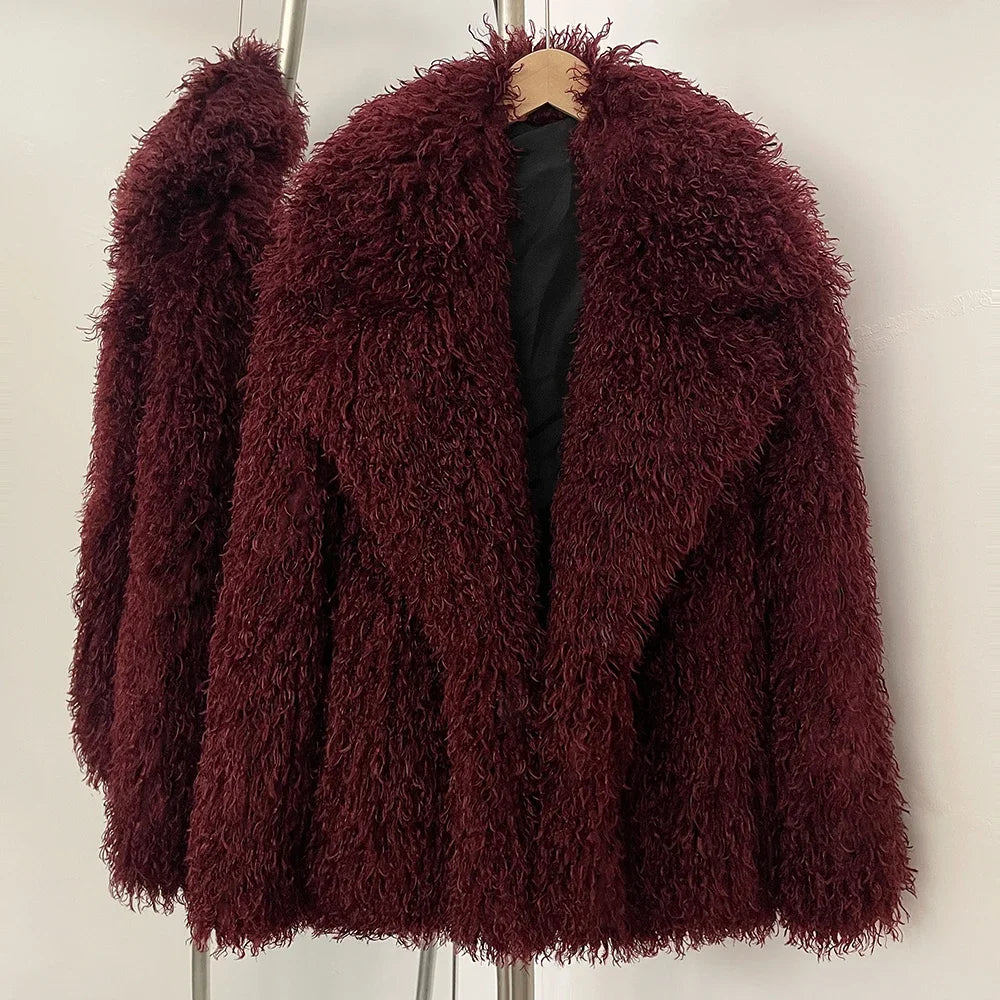 OFTBUY Fluffy Fur Women Fur Coat Eco-friendly New in Winter Long Sleeve Warm Faux Fur Jacket Female Office Lady Chic Outerwear
