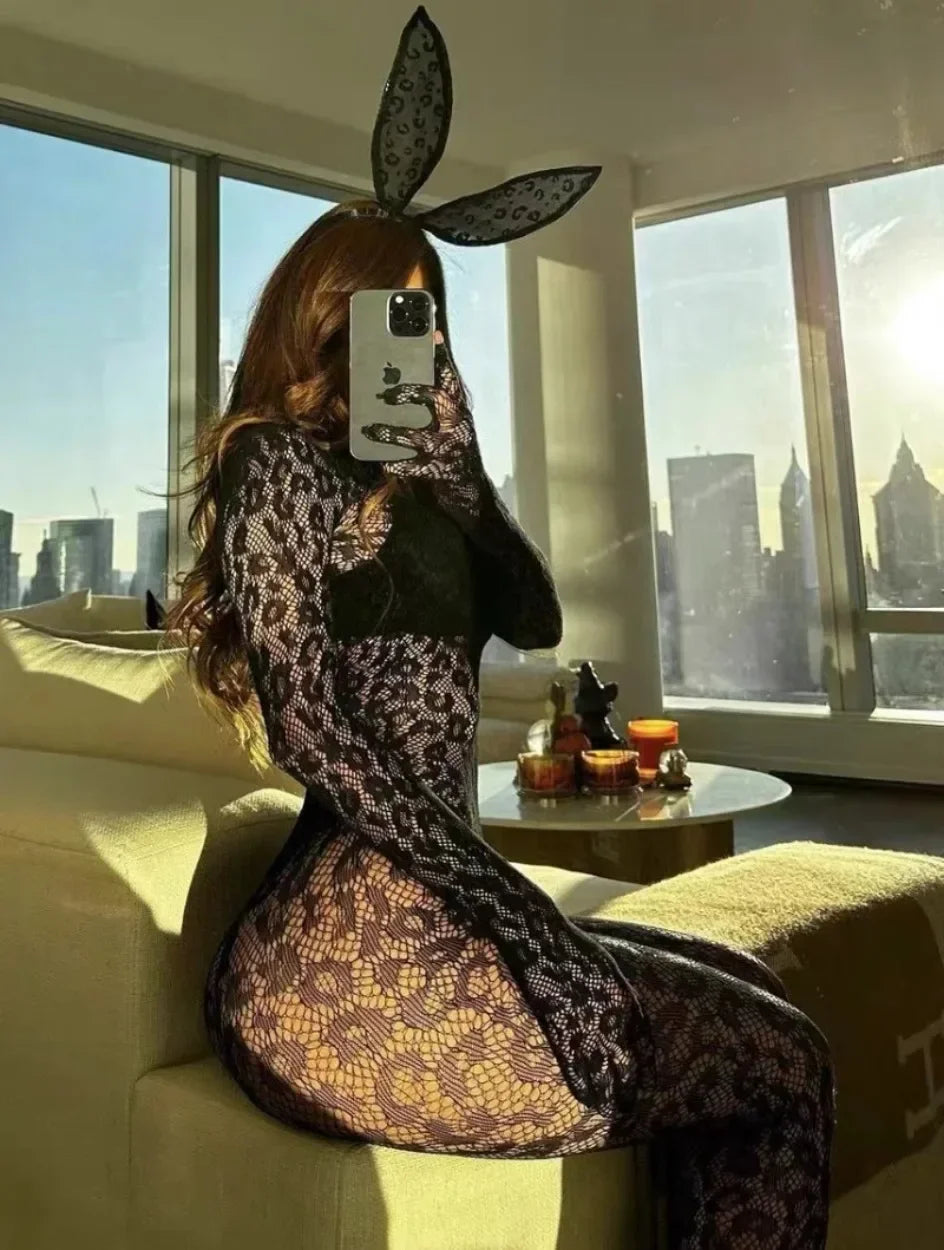 Sexy Leopard Bodysuit Women Lingerie Babydoll Underwear Chemises Exotic Apparelt Costumes Sexy Body Stocking Fishnet Bodysuit