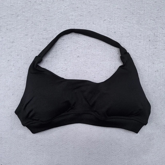 ES LIFESTYLE Shorts Set 2 Pieces Seamless Yoga Set Workout Tracksuit Women Halter Sport Bra And Low Waist Scrunch Bum Gym Shorts Suits