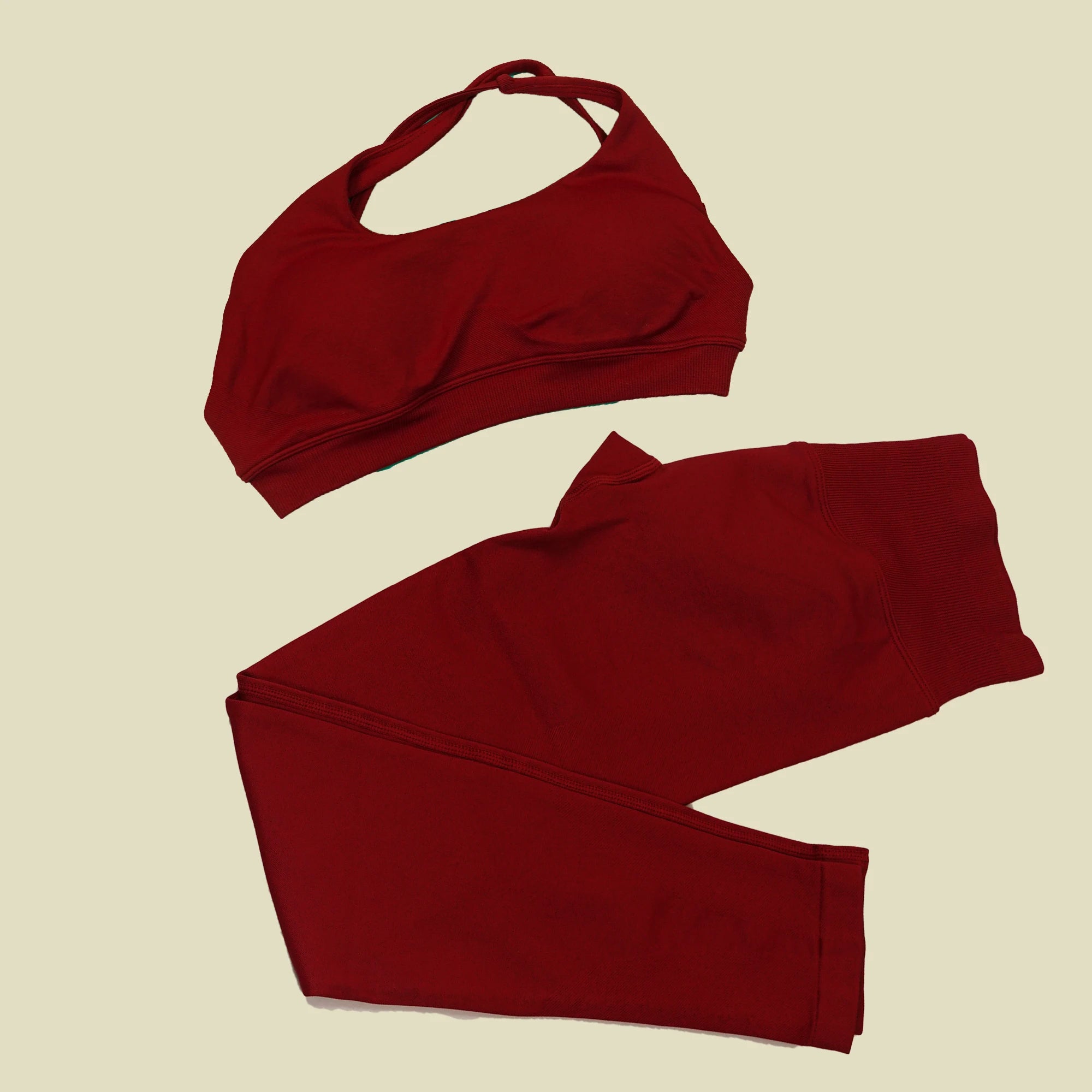 ES LIFESTYLE Seamless 2 Pieces Women Yoga Bras Pants Sets Asymmetric Sports Crop Top Hip Lift Scrunch Butt Gym Leggings Quick Dry Set