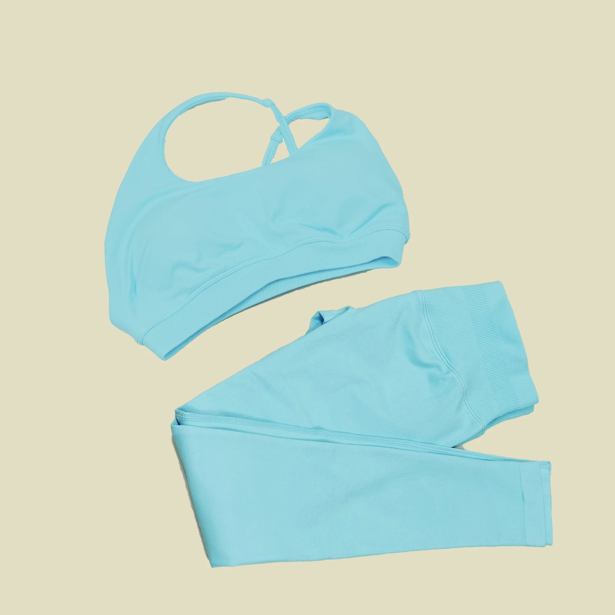 ES LIFESTYLE Seamless 2 Pieces Women Yoga Bras Pants Sets Asymmetric Sports Crop Top Hip Lift Scrunch Butt Gym Leggings Quick Dry Set