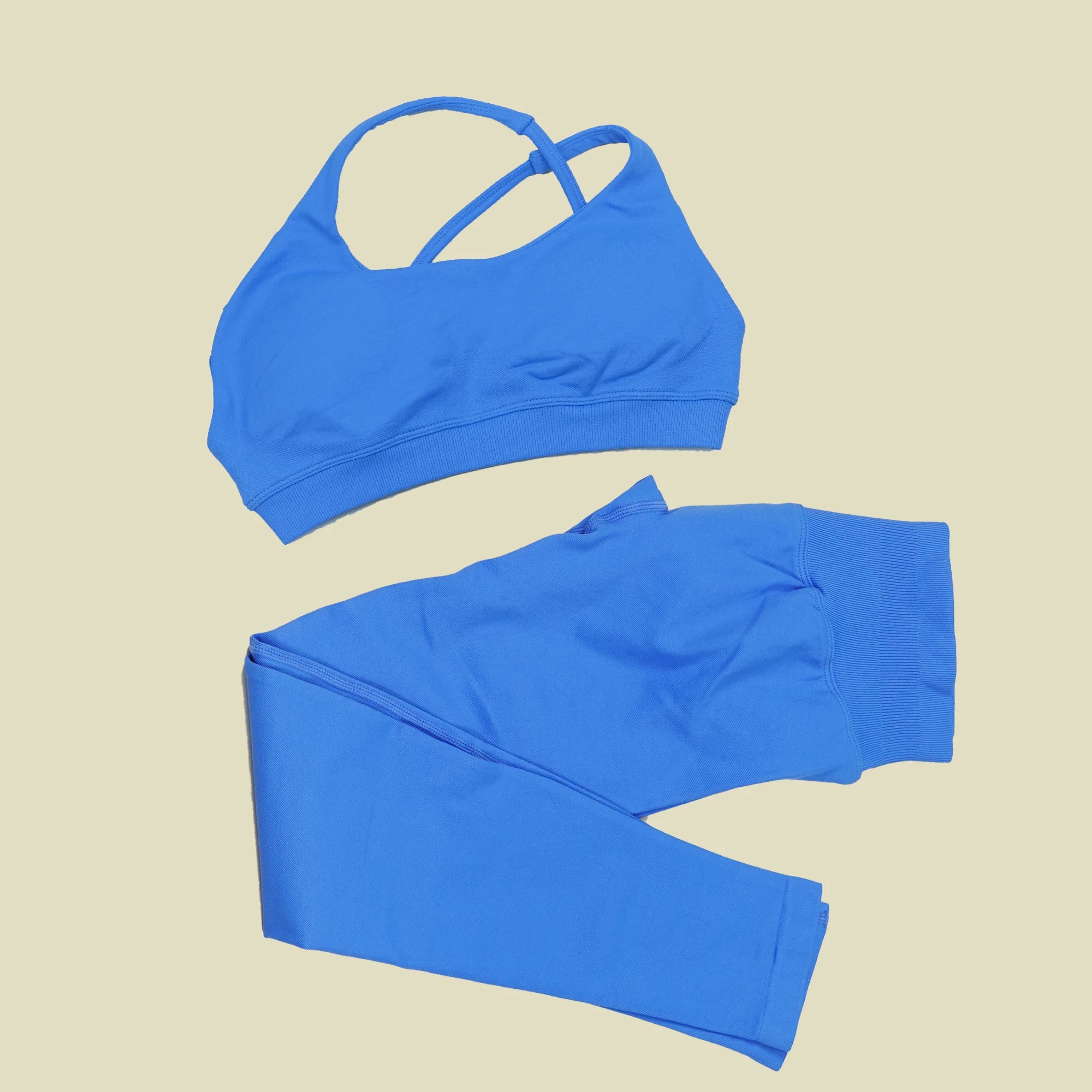 ES LIFESTYLE Seamless 2 Pieces Women Yoga Bras Pants Sets Asymmetric Sports Crop Top Hip Lift Scrunch Butt Gym Leggings Quick Dry Set