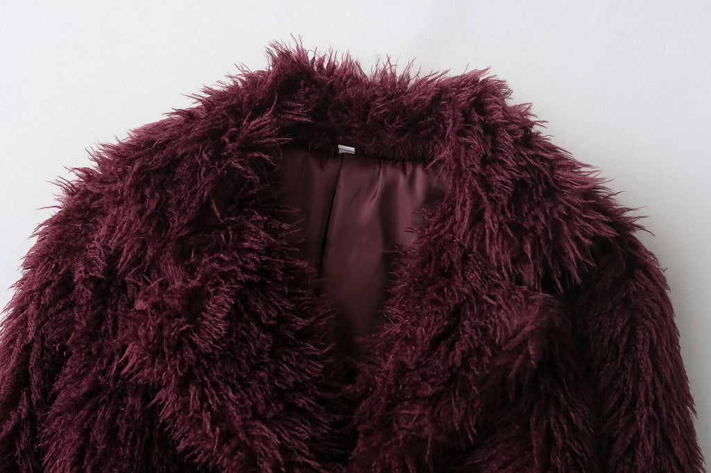 Women Elegant Faux Fur Coat Warm Fluffy Loose Long Sleeve Lapel Jacket Autumn Winter Fashion High Street Lady Outerwear