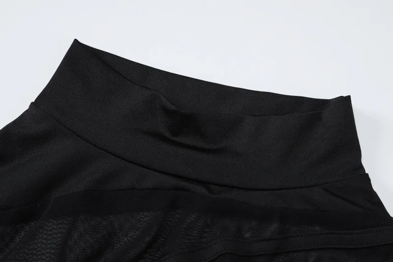 Sexy Mesh Bodysuit Black Y2K Transparent Body Turtleneck Patchwork Red Bodice Coquette Bodys Summer Evening Festival Nightclub