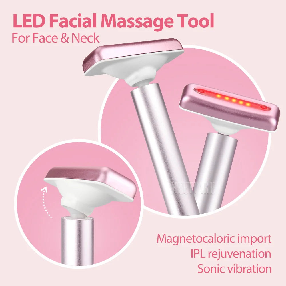 ES LIFESTYLE 4in1 Eye Facial Massage Wand EMS Hot Compress Red Light Neck Face Vibration Lift Skin Rejuvenation Sculpting Firm Tighten Tool