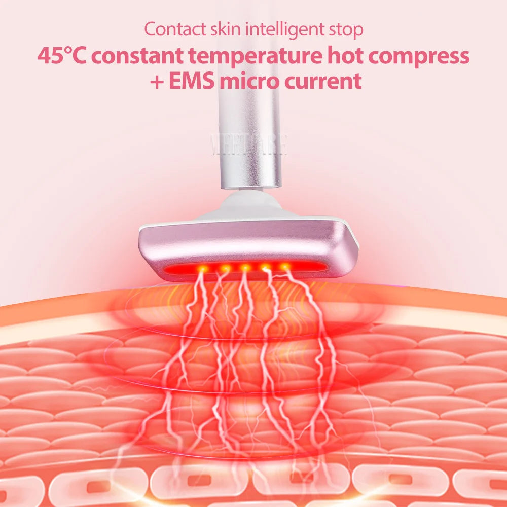 ES LIFESTYLE 4in1 Eye Facial Massage Wand EMS Hot Compress Red Light Neck Face Vibration Lift Skin Rejuvenation Sculpting Firm Tighten Tool