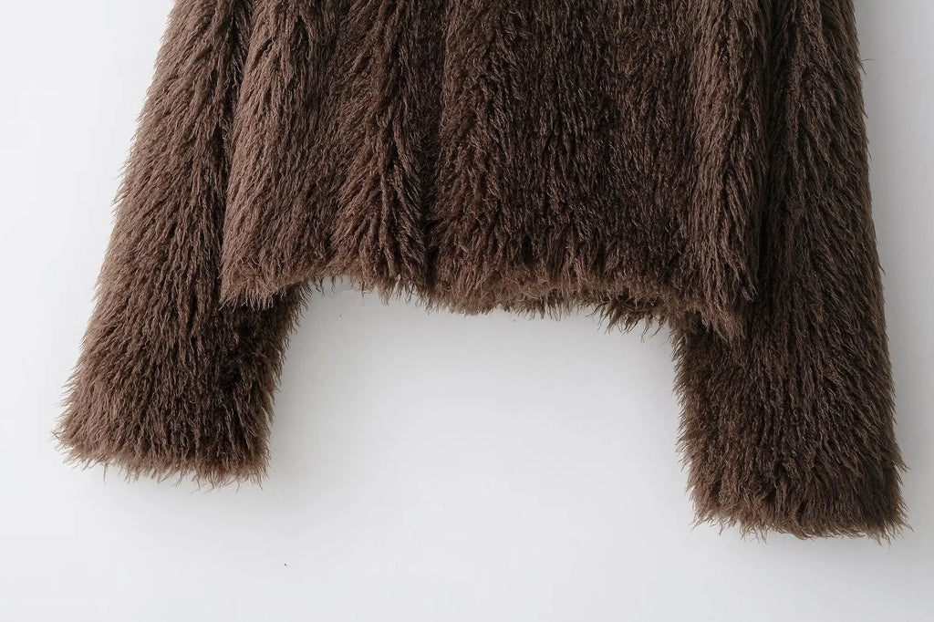 Women Elegant Faux Fur Coat Warm Fluffy Loose Long Sleeve Lapel Jacket Autumn Winter Fashion High Street Lady Outerwear