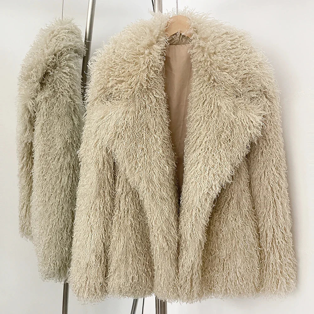 OFTBUY Fluffy Fur Women Fur Coat Eco-friendly New in Winter Long Sleeve Warm Faux Fur Jacket Female Office Lady Chic Outerwear
