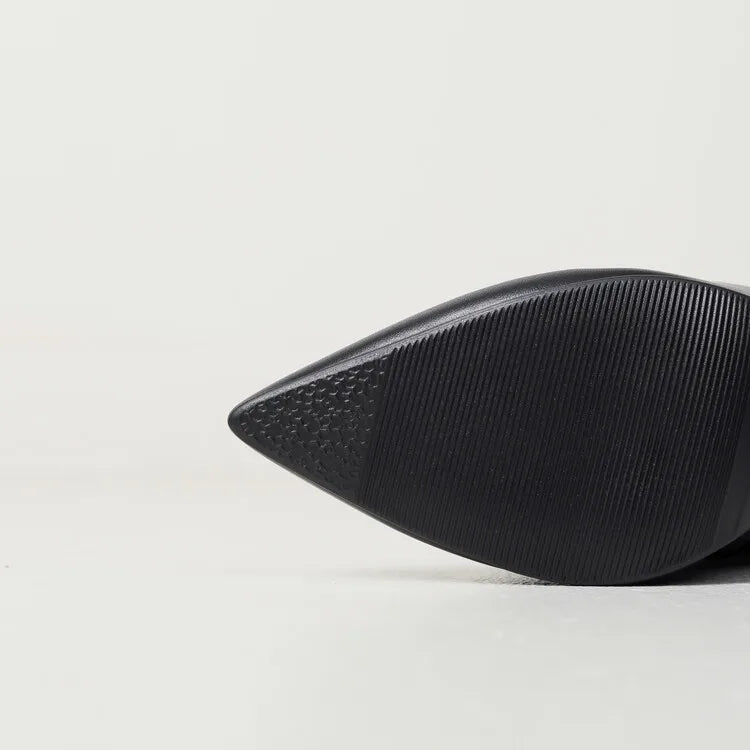 New Black Brown Pleated Lazy Long Boots European American Style 10cm High-heeled Pointed Autumn Winter Women Knee High Boots 43