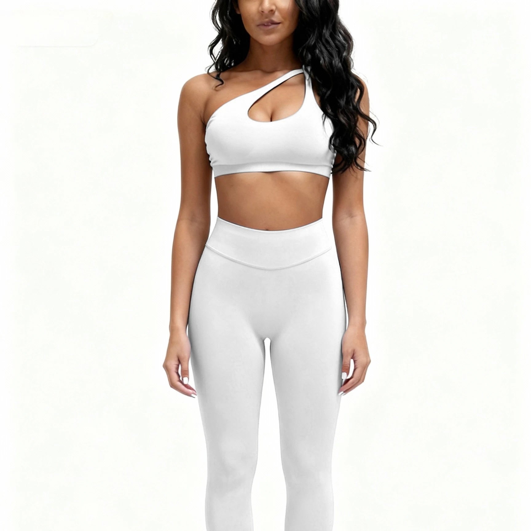 ES LIFESTYLE Seamless 2 Pieces Women Yoga Bras Pants Sets Asymmetric Sports Crop Top Hip Lift Scrunch Butt Gym Leggings Quick Dry Set