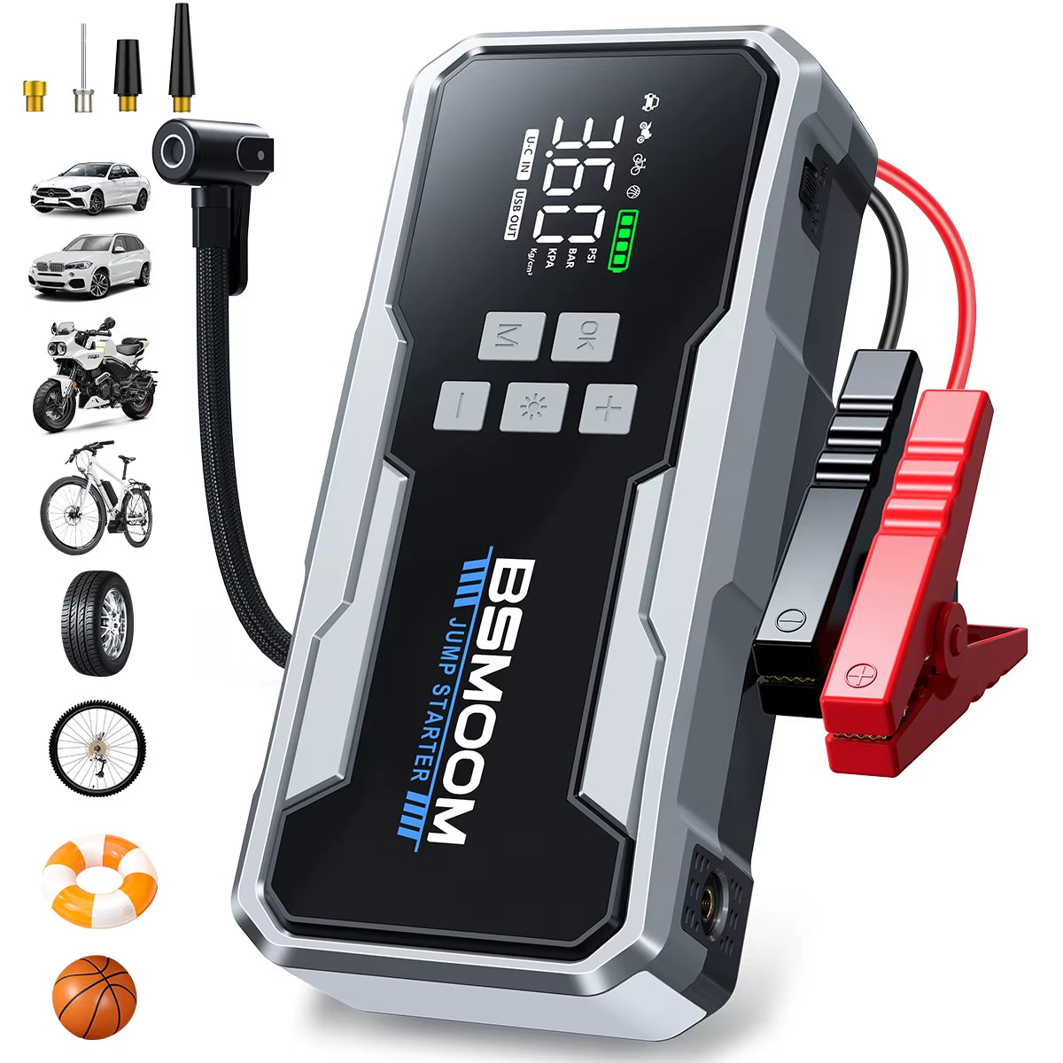 5000A Portable Car Jump Start Battery Power Bank with LED Light Support Start 12V Engine with Storage Case