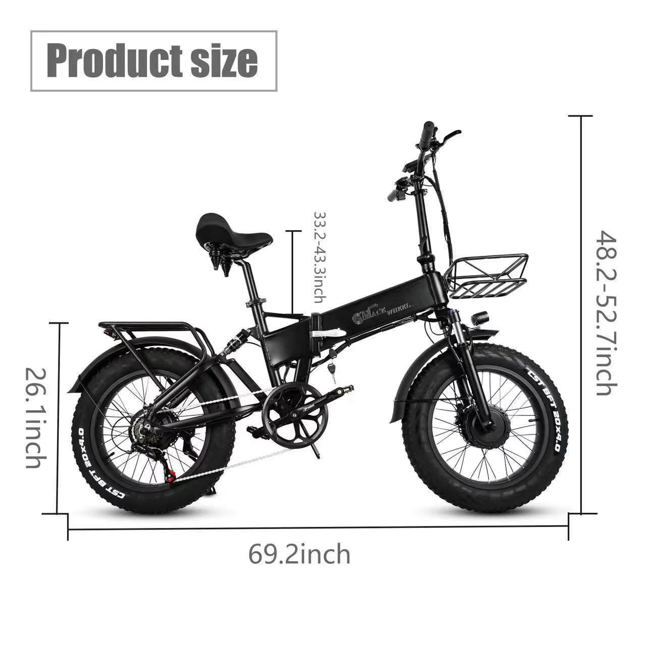E Bike Folding 2000W Dual Motor 48V18AH Hydraulic Brake Electric Bicycle Mountain Snow Adult 20*4.0 Inch Fat Tire Electric Bike