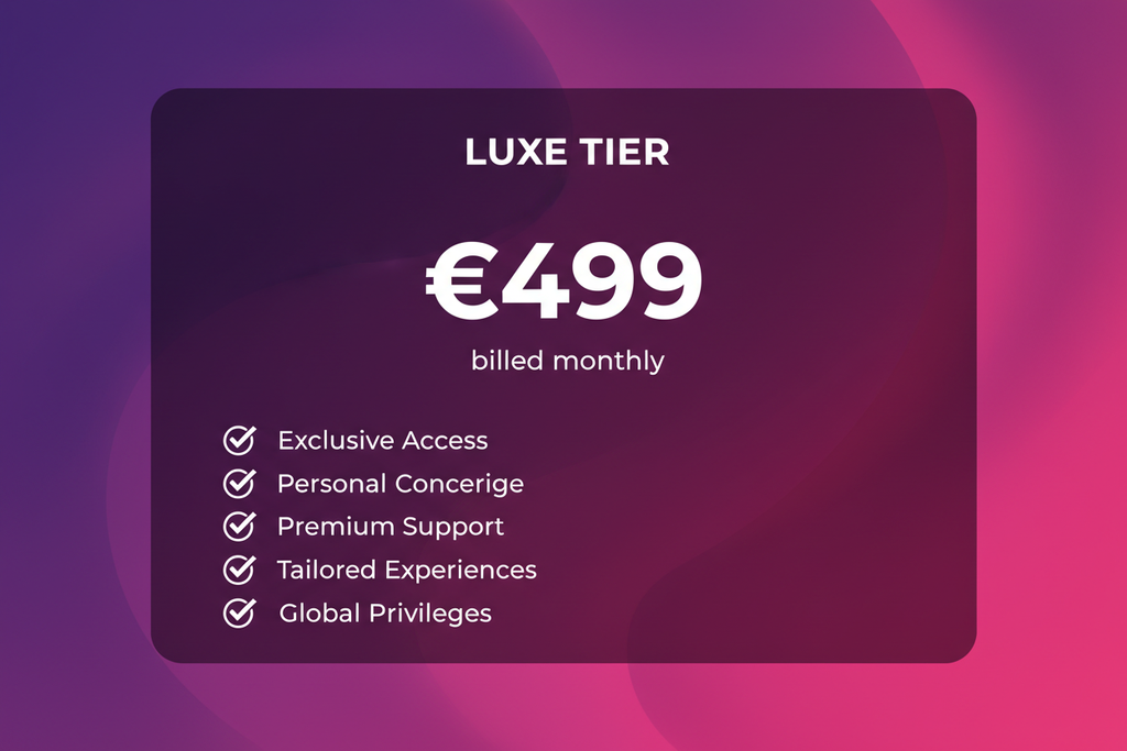 Pricing tile with purple to pink gradient