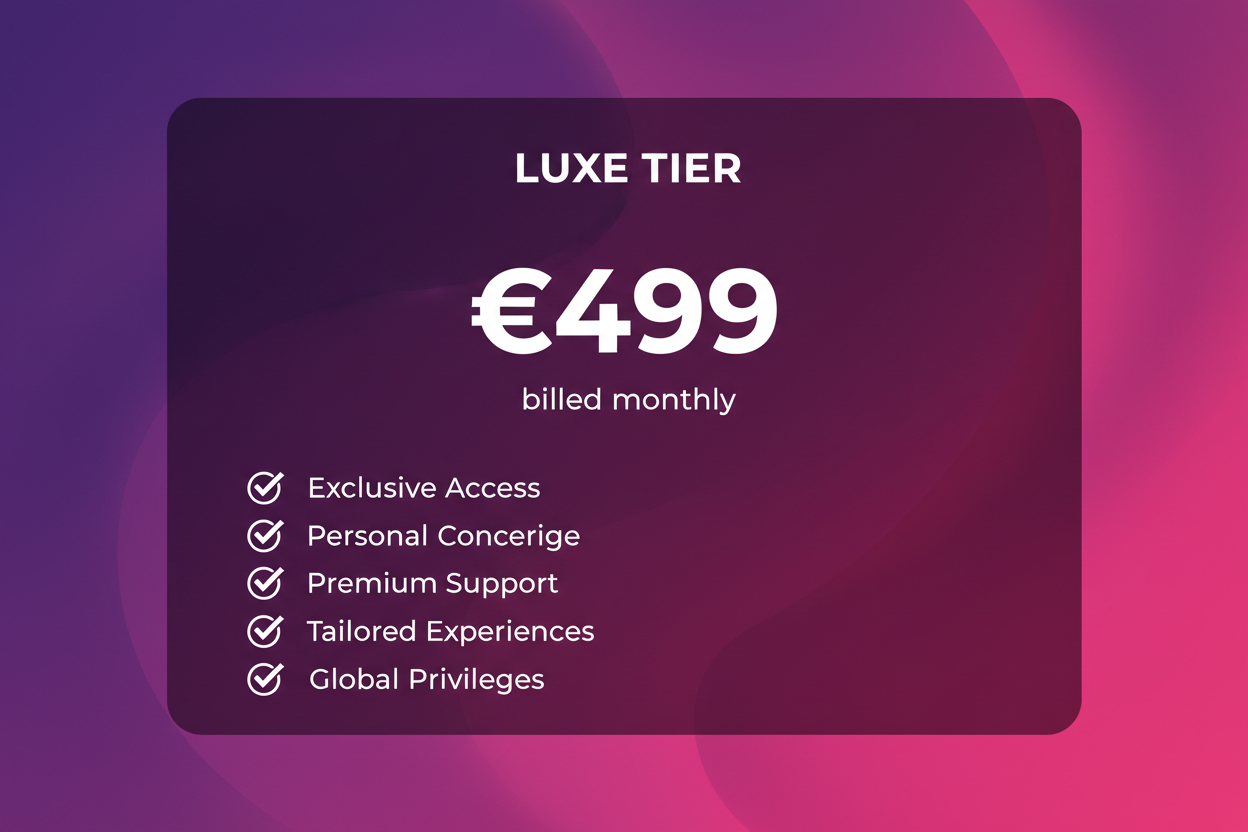 Pricing tile with purple to pink gradient